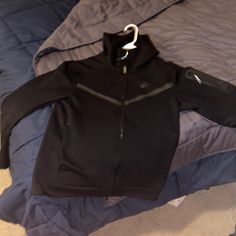 Brand New! Only Tried It On Once. Fitted Black Track Jacket With Pockets, Nike Black Fall Outerwear, Nike Black Outerwear For Fall, Nike Black Long Sleeve Outerwear, Black Long Sleeve Nike Outerwear, Fitted Nike Black Outerwear, Nike Black Track Jacket With Pockets, Nike Black Techwear Outerwear, Nike Black Techwear Track Jacket