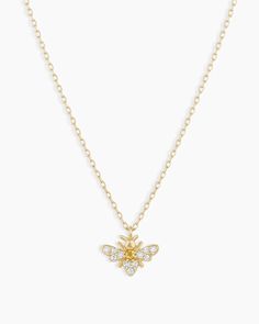 Diamond Bee Necklace – gorjana Diamond Charm Necklace, Gorjana Jewelry, Charm Collection, Solid Gold Chains, Bee Necklace, 14k Gold Necklace, Diamond Charm, Gold Necklaces, Citrine Gemstone