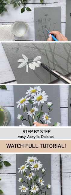 step by step instructions on how to paint daisies