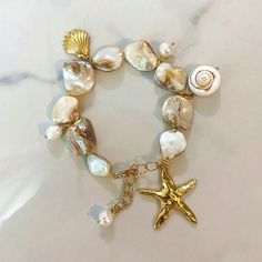 Style:Cute \nDetails:Shell \nColor:Khaki \nMaterial:Stainless Steel \nGender:Women \n Boho Bridal Jewelry, Beach Wedding Jewelry, Summer Beach Wedding, Jewelry Summer, Shell Bracelet, Bracelet Boho, Funky Jewelry, Jewelry Lookbook, Boho Bridal