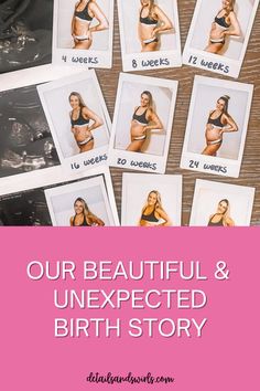 some pictures of women in bikinis with the words our beautiful and unexpected birth story