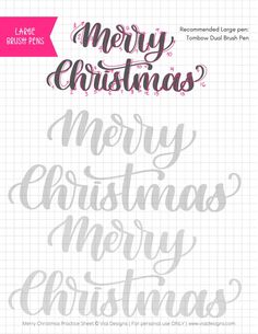 the merry christmas lettering set is shown in grey and pink