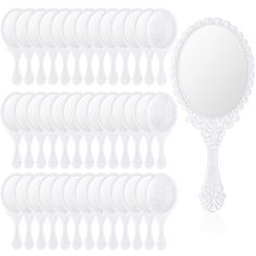 PRICES MAY VARY. Nice Set for You: we will provide you with 40 pieces of handheld mirrors with handle; The sufficient quantity and retro styles to meet your needs, you can share them with your sisters or family members Vintage and Exquisite for You: this hand mirror is designed with embossing patterns in white colors, eye catching and elegant, giving you a stylish feel; It will fit for girls who like vintage elements, and it can be ideal props to match with your daily outfits Reliable and Clear Vintage Handheld Mirror, Cute Compact Mirror, Mirror For Girls, Vintage Hand Mirror, Hand Held Mirror, Compact Mirror Vintage, Hand Mirrors, Mirror Vintage, Handheld Mirror