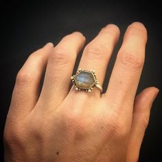 Geometric Labradorite Ring with Diamonds Geometric Silver Jewellery, Moss Aquamarine, Egyptian Jewelry, Jewelry Website, Special Ring, Gold Dots, Labradorite Ring, Lovely Ring, Pusheen