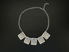 Lovely brutalist necklace  Silver tone aged metal Nice overall condition, some signs of wear see photos attentively I'm happy to combine shipping Vintage Metal Necklace With Etched Details, Brutalist Metal Necklace With Oxidized Finish, Vintage Stamped Metal Necklace, Brutalist Necklace, Aging Metal, I'm Happy, Necklace Silver, Vintage Silver, Silver Necklaces