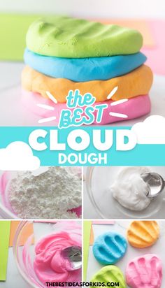 the best cloud dough recipe for kids to make and play with it's colors