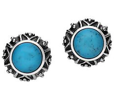 Perfect to pair with your most glamorous getup, these sterling button earrings show off turquoise cabochons. From Elyse Ryan. Italian Gold Jewelry, Mens Sterling Silver Necklace, Jewelry Making Classes, Mommy Jewelry, Sterling Silver Promise Rings, Silver Rings With Stones, Angel Wing Earrings, Couple Jewelry, Silver Gemstone Jewelry