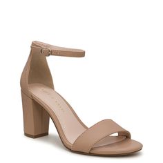 Making a statement of youthful elegance, you simply cannot say no to these attractive women's Kelly & Katie warm taupe (beige) dress sandals. This two-piece design comes with round open toe, synthetic upper, rear adjustable ankle strap with buckle closure, faux leather lining, padded footbed for maximal comfort, covered block heel, and firm synthetic sole. This style is exclusive to Designer Brands Canada. | Kelly & Katie Women's Hailee Sandal in Warm Taupe Size 9. 5 Medium Warm Taupe, Beige Dress, Heels Classy, Dress Sandals, Designer Brands, Shoes Women Heels, Block Heels, Ankle Strap, Open Toe