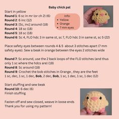 instructions for how to crochet a baby chick