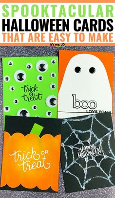 halloween cards with the words spooktacular that are easy to make