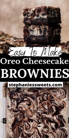 easy to make oreo cheesecake brownies with chocolate swirls