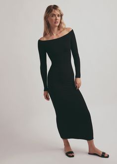 The Sara Dress is something else. Endlessly versatile, ridiculously comfortable and timelessly designed. Made from a soft ribbed jersey that creates a fitted silhouette, this long sleeve, floor length classic is finished with the most flattering boatneck cut. 96% Rayon, 4% SpandexCare Instructions:Hand wash cold Dry flatLength from hps: 56"Length front from neck edge: 47 1/2" Megan is 5'10" wearing size Small National Daughters Day, Sara Dress, Daughters Day, Fitted Silhouette, Something Else, Boat Neck, Floor Length, New Dress, Black Dress