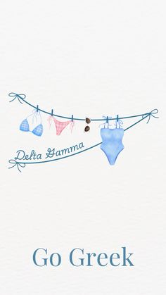 an image of clothes hanging on a line with the words go greek written below it