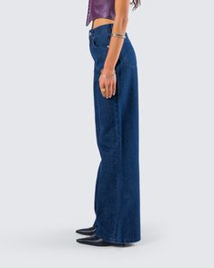 Sometimes simple is best 😌 With a simple yet sleek look, these high-waisted dark blue jeans complete with slight flared leg and a long inseam are the perfect everyday pants 💙 Classic Dark Wash Wide Leg Flare Jeans, Classic Blue Flare Full-length Jeans, Classic Blue Full Length Flare Jeans, Classic High Waist Dark Wash Flare Jeans, Classic High Waist Blue Flare Jeans, Classic Blue High Waist Flare Jeans, Classic Full Length Dark Wash Flare Jeans, Dark Wash High-waist Wide Leg Pants, Dark Wash Full Length Flare Jeans