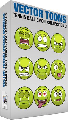 the tennis ball emoj collection contains many different faces and expressions, including one for each player