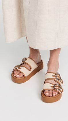 rag & bone Geo Platform Slides | Shopbop Brown Footbed Sandals With Textured Sole And Round Toe, Beige Footbed Sandals With Buckle Closure And Round Toe, Brown Footbed Sandals With Textured Sole, Brown Leather Footbed Sandals With Textured Sole, Beige Leather Footbed Sandals With Round Toe, Buckled Flats, Slingback Flats, Platform Slides, Ballerina Shoes