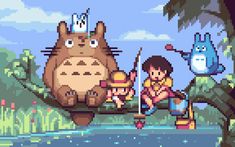 My Neighbour Totoro Ghibli Pixel Art Pattern Studio Ghibli Pixel Art Wallpaper, Ponyo Pixel Grid, Pixel Anime Icon, Pixel Ghibli, Pixel Art Ghibli, Anime Pixel Art Wallpaper, Pixel Anime Art, 8 Bit Anime, Studio Ghibli Pixel Art