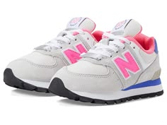 Colorful New Balance Shoes, New Balance Shoes Colorful, New Balance Pink Sneakers For Spring, Pink New Balance Running Shoes For Light Sports, New Balance Pink Sneakers With Rubber Sole, New Balance Kids Shoes, Pink New Balance, Kids New Balance, New Balance Kids