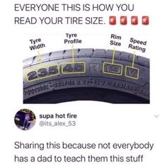 #tyre #car #useful #must-know #helpful #cartyre #knowledge Car Life Hacks, Car Facts, Car Care Tips, Driving Tips, Learning To Drive, Tire Size, Life Help