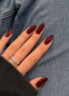 cherry red nails Kutek Disney, Dark Red Nails, Wine Nails, Cherry Nails, Red Nail Polish, Burgundy Nails, Red Nail, Dark Nails, Classy Nails