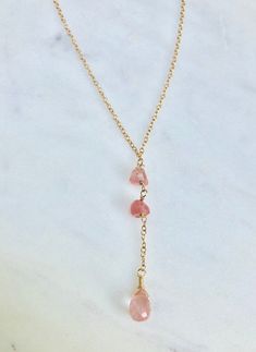 Cherry Quartz Necklace, Cherry Crystal Necklace, Stone Chip Necklace, Birthstone Necklace, Y Necklace, Lariat Necklace, Gift for her, Gold Dainty Crystal Necklace With Adjustable Chain For Healing, Dainty Crystal Gemstone Dangle Necklaces, Dainty Crystal Necklaces With Gemstone Dangle, Gemstone Crystal Lariat Necklace For Gift, Delicate Adjustable Crystal Necklace With Natural Stones, Dainty Adjustable Rose Quartz Necklace, Lariat Crystal Necklace With Gemstone For Gift, Adjustable Dainty Rose Quartz Necklace, Lariat Crystal Necklace With Natural Stones For Gift