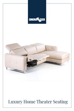 the luxury home theater seating is available in all sizes and colors, including beige leather