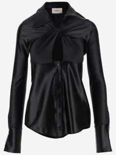 80% polyamide, 20% elastane Stretch Elastane Solid Color Blouse, Chic Black 4-way Stretch Tops, Fitted Elastane Tops For Formal Occasions, Fitted Versatile Shirt For Office, Versatile Fitted Shirt For Office, Formal Fitted Elastane Tops, Stretch Shirt For Night Out In Spring, Spring Stretch Shirt For Night Out, Chic Stretch Elastane Blouse