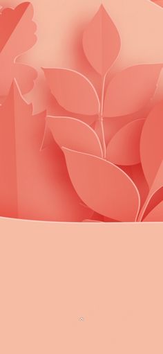 an abstract pink background with leaves on the left and right side, as well as a white rectangle in the middle