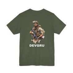 Introducing our "DEVGRU" T-Shirt, a tribute to one of the most elite and secretive units in the U.S. military. Officially known as DEVGRU (Development Group) but often referred to as SEAL Team Six, this shirt is more than just apparel; it's a symbol of unwavering dedication, precision, and the unparalleled skills of those who serve in this elite unit. Premium cut fits true to size Printed on super soft, 100% cotton Easy, no-hassle returns within 14 days Seal Team, American Patriot, Military Green, The Unit, T Shirt