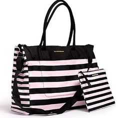 Victoria Secret Weekend Travel Tote Bag & Cosmetics Bag Pink Stripe. Measures Tote 26” X 15” X 7 1/2”. Cosmetics 12” X 8”. New With Tags Victoria's Secret 2016 Canvas Signature Stripe Weekender Tote Bag & Matching Carryall, New! 100% Canvas Includes Matching Carryall Victoria Secret Suitcase, Viktoria Secret, Victoria Secret Tote Bags, Suitcase Set, Travel Tote Bag, Swimming Bag, Weekender Tote Bag, Victoria Secrets, Victoria Secret Bags