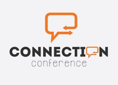 the logo for connection conference with an orange speech bubble and an arrow pointing to it