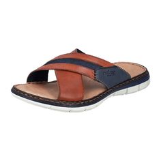 Rieker Men's FSK Sandals, Brown Rieker Men's FSK Sandals - Brown Upgrade your summer style with these durable and stylish Rieker Men's FSK Sandals. Crafted from smooth leather, these sandals feature a flat heel for all-day comfort. The normal width (G) provides a perfect fit, while the white sole adds a modern touch. These sandals are not only fashionable but also practical with their easy slip-on design. Step out in confidence with the reliable synthetic sole that ensures durability. Ideal for young adults seeking both quality and fashion in their footwear collection.   Material: Smooth Leather  Inner Material: Textile & Synthetic  Insole: Textile & Synthetic  Sole: Synthetic  Heel Height: 3cm  Heel Type: Flat  Shoe Width: Normal (G)  Removable Insole: No   Care Instructions: Remove dust Outdoor Brown Slip-on Sandals, Outdoor Brown Sandals With Rubber Sole, Brown Outdoor Sandals With Rubber Sole, Brown Rubber Sole Slip-on Sport Sandals, Brown Slip-on Sandals For Beach, Brown Slides With Ortholite Insole And Round Toe, Brown Sport Sandals With Ortholite Insole For Outdoor, Outdoor Brown Sport Sandals With Ortholite Insole, Brown Ortholite Sport Sandals For Outdoor