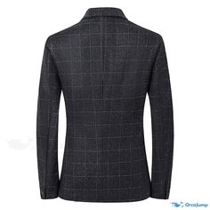 OrcaJump - Stylish and Casual Single-Breasted Suit Jacket Outerwear Casual Winter Office Suits, Casual Black Winter Suits, Casual Winter Suits With Lapel Collar, Casual Lapel Collar Winter Suit, Casual Long Sleeve Suits For Fall, Casual Fitted Winter Suits, Casual Long Sleeve Fall Suits, Black Winter Sport Coat For Office, Winter Black Sport Coat For Office