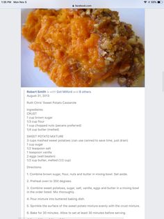 the recipe is displayed on the facebook page