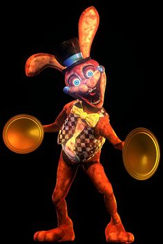 an animated rabbit with a hat and checkered diaper is juggling some speakers