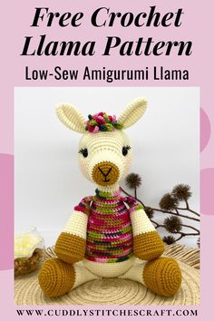 Are you a llama lover on the hunt for a low-sew Amigurumi llama pattern? Look no further! This free crochet llama pattern is not only easy to follow but it's a great project for those not keen on sewing their crochet toys together. Assembly is a breeze with only the ears and head needing to be sewn on. Plus, with my detailed video tutorials, you'll have no trouble bringing your friendly llama to life!