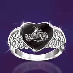 Rings- Personality Freedom's Ride Cowboy Motorcycle Biker Ring Punk Heart Wings Wedding Rings for Men Hip Hop Rock Viking Jewelry GiftsModel Number:1005001917516628 Cowboy Motorcycle, Lizard Ring, Biker Women, Biker Rings, Heart With Wings, Black Onyx Ring, Viking Jewelry, Onyx Ring, Mens Wedding Rings