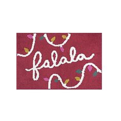 a red towel with the word fala written in white letters on top of it