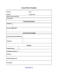 lesson plan template for students to use