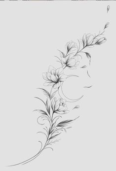 a drawing of flowers and leaves on a sheet of paper