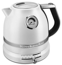 an electric kettle is shown with the timer on it's knobs and handle