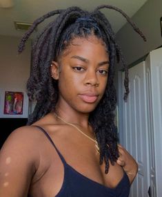 Thick Loc Hairstyles, Jet Black Locs On Black Women, Black Woman Locs, Black Women Locs, Loc Selfies, Dark Brown Dining Table, Brown Dining Table