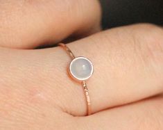 Solid Gold Aqua Chalcedony Ring Simple Tiny Gold Chalcedony | Etsy Delicate Gemstone Stackable Rings, Chalcedony Rings Fine Jewelry For Gift, Adjustable Chalcedony Jewelry For Anniversary, Delicate Moonstone Ring With Round Band As Gift, Adjustable Round Chalcedony Ring, Aqua Chalcedony Ring, Kitty Hawk, Chalcedony Ring, Stack Ring