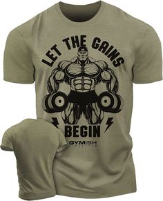 Let The Gains Begin Workout T-Shirt, Funny Gym Shirts, Lifting T-Shirt, Deadlift Powerlifting Shirts, Gym Shirts Mens, Weightlifting Shirts, Men Workout, Funny Gym Shirts, Tee Shirt Fashion, Funny Gym, Mens Workout Shirts, Motivational Workout