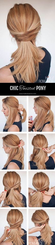 peinados faciles 17 Sanggul Cepol, Five Minute Hairstyles, Chic Ponytail, Ponytail Tutorial, Hair Romance, Twist Ponytail, Fishtail Braid, Beautiful Hairstyles