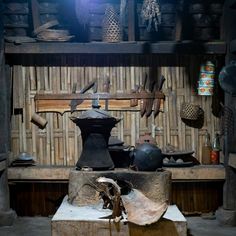 an old fashioned stove with pots and pans on it