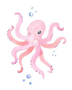 an octopus is swimming in the water with bubbles on it's back legs and feet