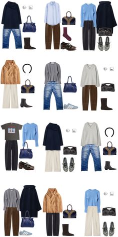 A white background with 12 outfits for a winter capsule wardrobe overhaul in 10 steps. Before The New Year, Capsule Wardrobe Casual, Clothes Fall, Winter Capsule Wardrobe, New Year New You, Winter Capsule, Fall Winter Style, Idea Board, Wardrobe Style