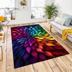 a living room area rug with an abstract design