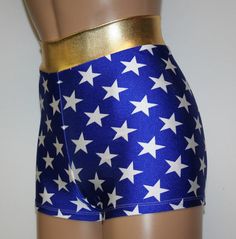 Wonder Woman Inspired Booty Shorts Regular or High by TrinaWear Dance Gym, Festival Dance, Rave Dance, Woman Cosplay, Wonder Woman Cosplay, Pool Swimming, Wonder Woman Costume, Roller Girl, Beach Yoga